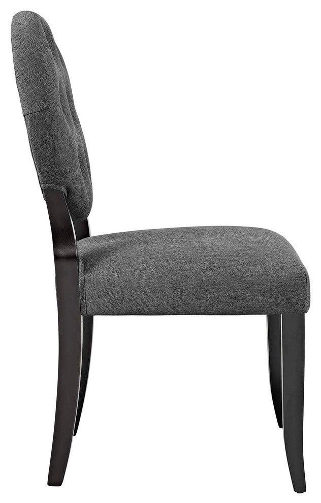 Button Dining Side Chair Upholstered Fabric Set of 4, Gray