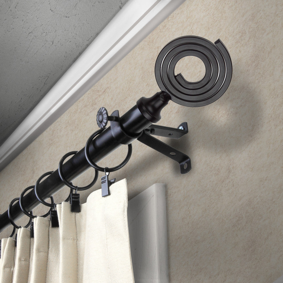 Ben 13/16" Diameter Curtain Rod, Black, 18-28"