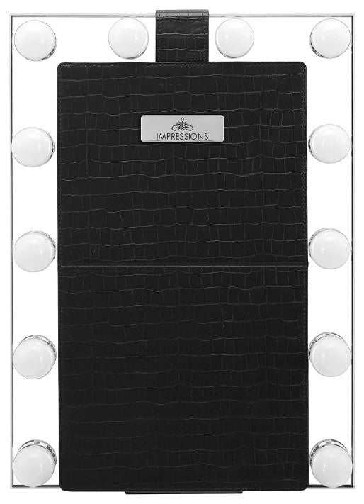 Lumiere Touch Pad Pro LED Makeup Mirror, Black, Hollywood Bulbs