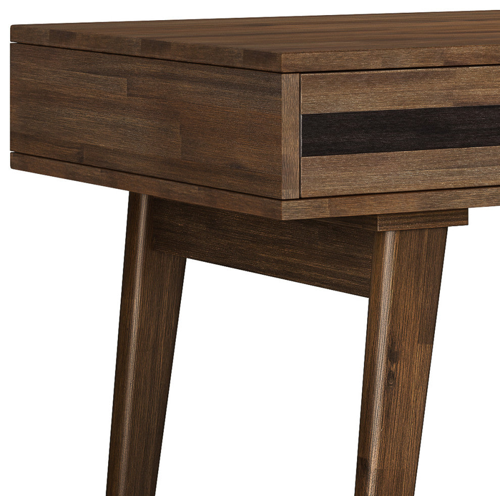 Clarkson Solid Acacia Wood Desk, Rustic Natural Aged Brown