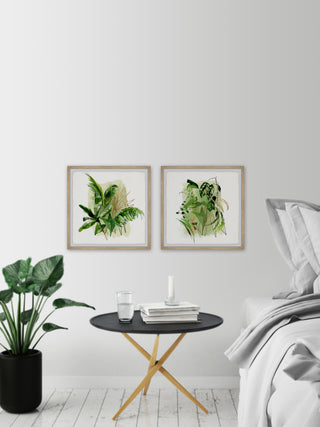 Glowing Greens Diptych, 2-Piece Set, 32x32 Panels