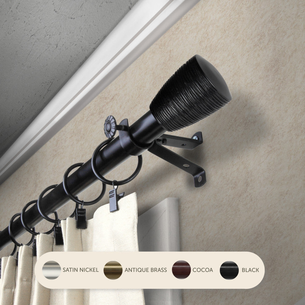Anya 13/16" Curtain Rod, Black, 48-84"