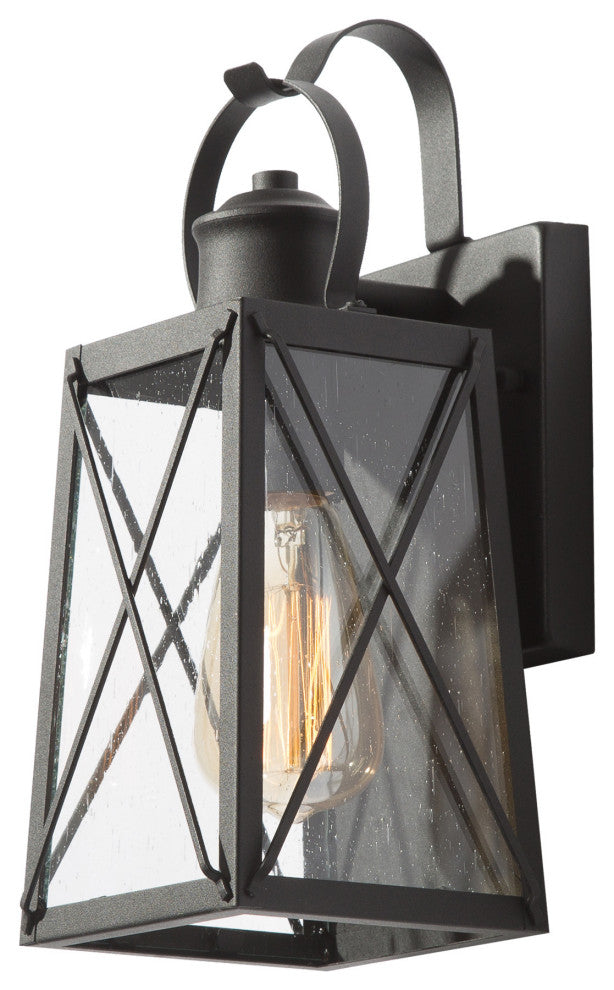 LNC 1-Light Modern Farmhouse Black Outdoor Wall Light With Glass Shade