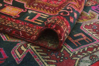 Fine Vintage Distressed Diano Charcoal/Burgundy Runner, 3'7x10'6