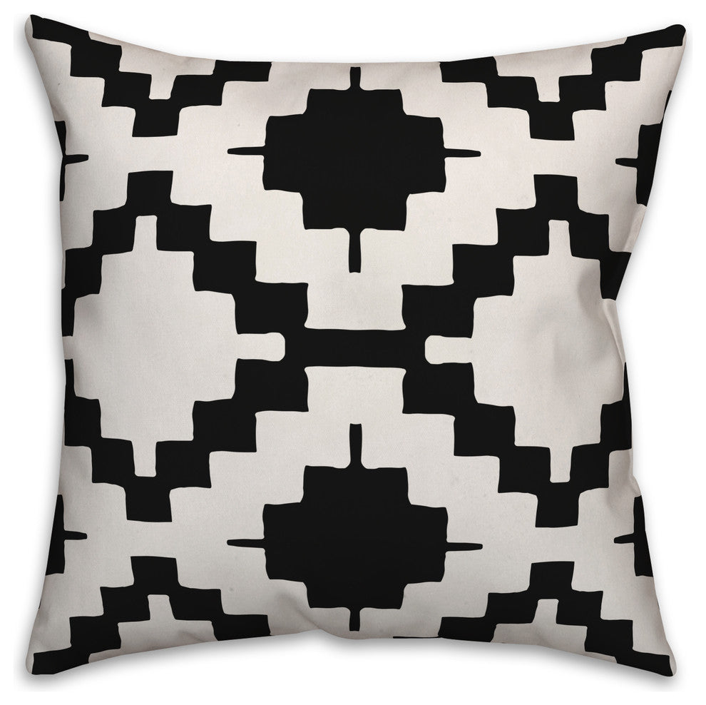 Black and White Aztec 18x18 Throw Pillow