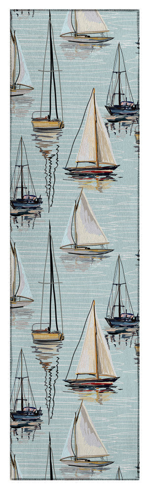 Indoor/Outdoor Harbor HA8 Sky Machine Washable 2'3" x 7'6" Runner Rug