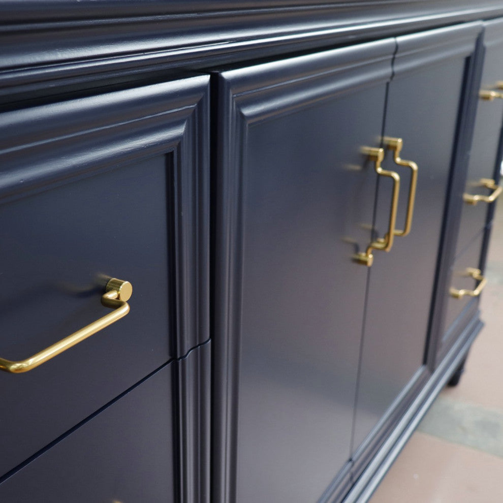 49" Single Sink Vanity, Blue Finish With Black Galaxy Granite