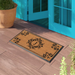 A1HC Hand-Crafted 24"x48" Rubber Coir Double/Single Monogrammed, J