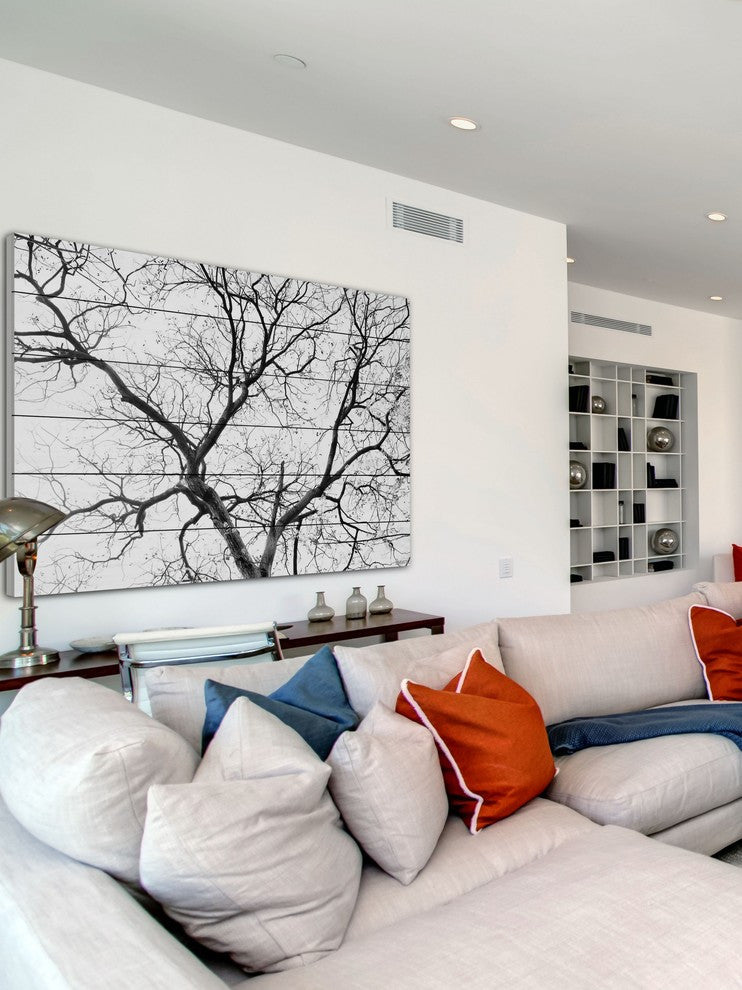 "Black Branches" Print on White Wood, 36"x24"