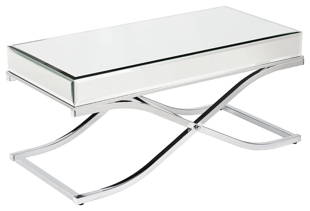 Mirrored Coffee Table, Cocktail, Chrome