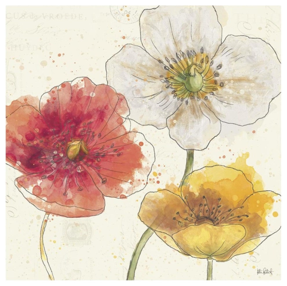 "Painted Poppies IV" Digital Paper Print by Katie Pertiet, 42"x42"