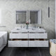 Fresca Formosa Modern 60" Rustic White Double Sink Vanity Set, Faucet Fft1040ch