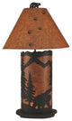 Large Kodiak and Rustic Brown Bear Scene Table Lamp With Nightlight