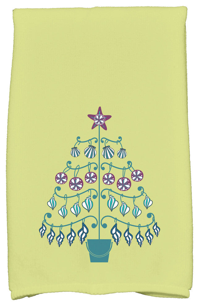 Beach Tree Decorative Holiday Geometric Print Hand Towel, Light Green