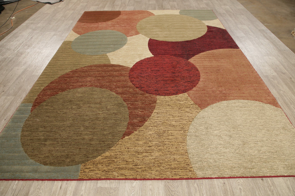 Modern Circles & Dots Carpet Transitional Turkish Area Rug, 10'10"x7'10