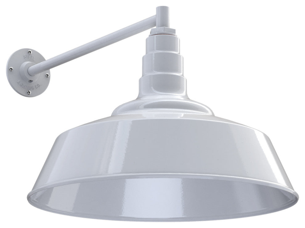Redondo 20" Large Steel Barn Light with 20" Straight Arm Mount, White