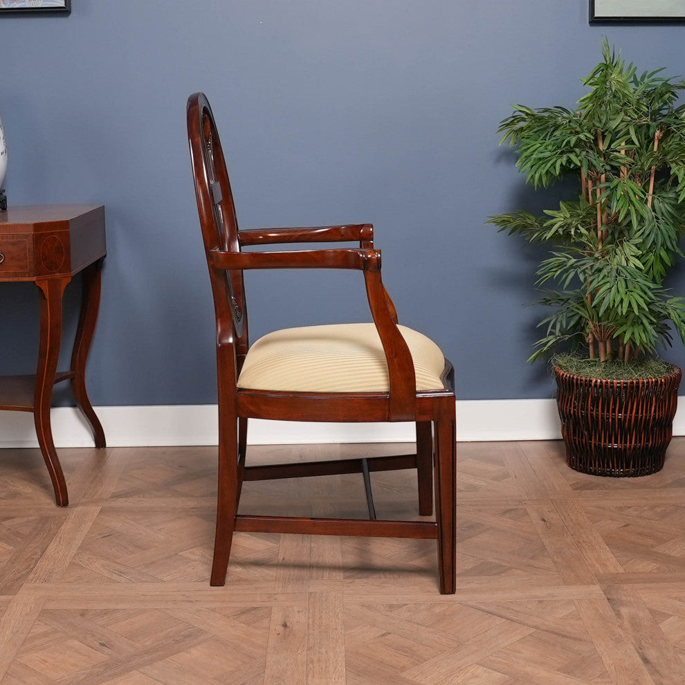 Oval Back Inlaid Arm Chair