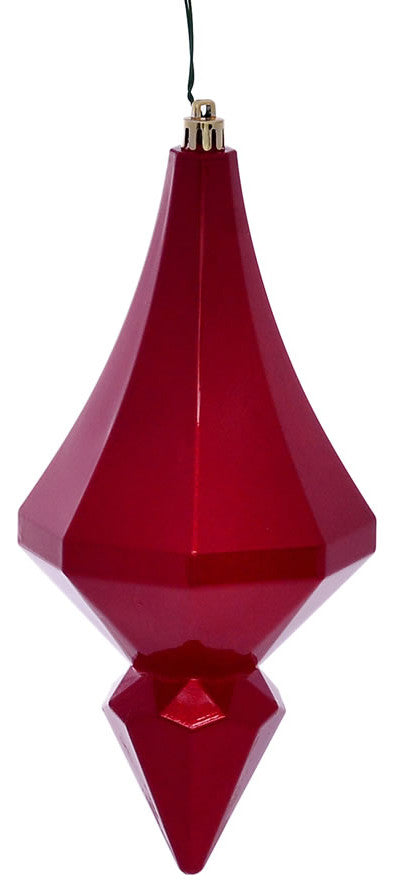 Vickerman Mc191003D 8" Red Candy Finish Diamond Finial Ornament, Pack of 2
