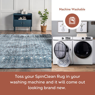 Nuloom Prestyn Machine Washable Faded Tribal Trellis Area Rug, Aqua 3'3"x5'