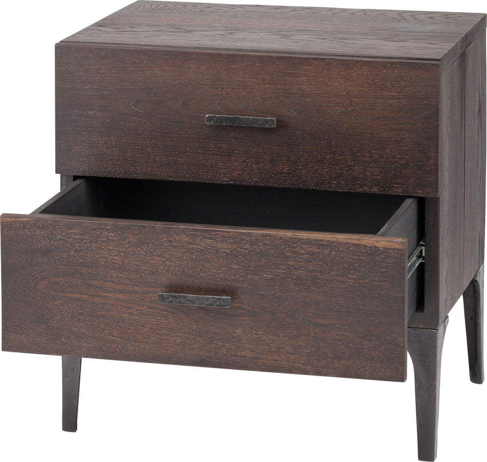 Prana Seared Oak Side Table With Cast Iron Legs