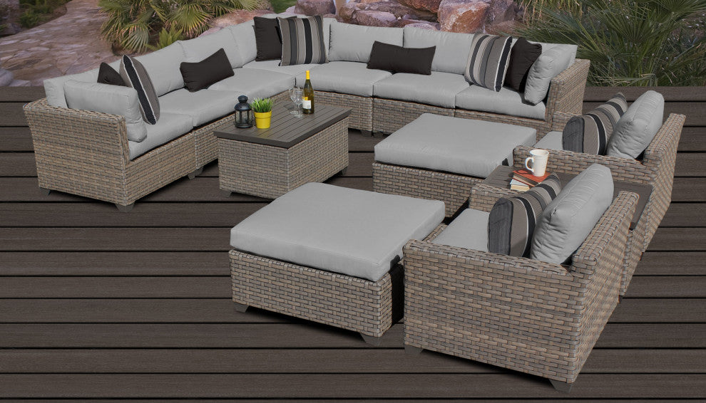 Monterey 13 Piece Outdoor Wicker Patio Furniture Set 13a, Gray