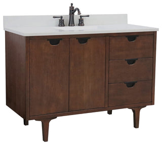 49" Single Sink Vanity, Dark Cherry With Engineered Stone Top