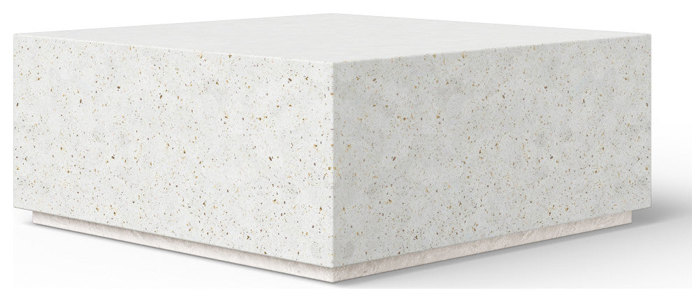 Bloc Square Concrete Coffee Table, Ivory Terrazo, 40"