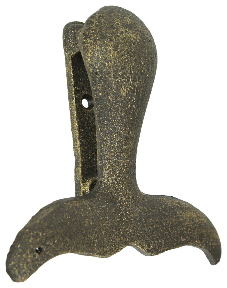 Cast Iron Whale Tail Door Knocker Bronze Decorative Coastal Accent Nautical