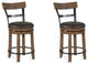 Pemberly Row 24" Mahogany Wood Swivel Barstool in Taupe Brown (Set of 2)
