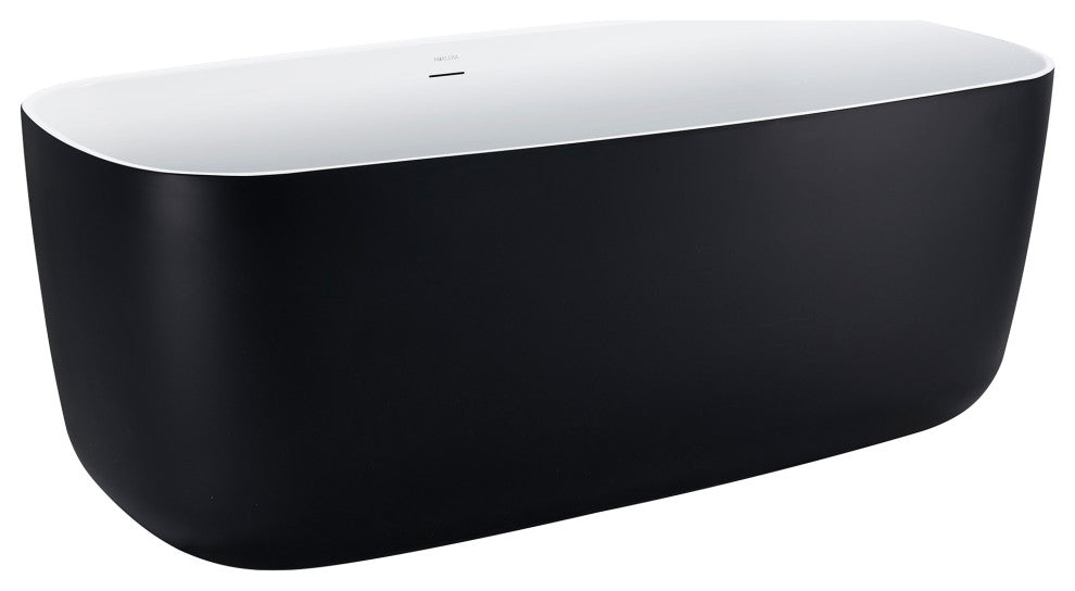 59" Acrylic Roll-Top Flatbottom Non-Whirlpool Bathtub, Black