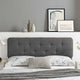 Tufted Headboard, Queen Size, Wood, Fabric, Gray, Modern Mid-Century