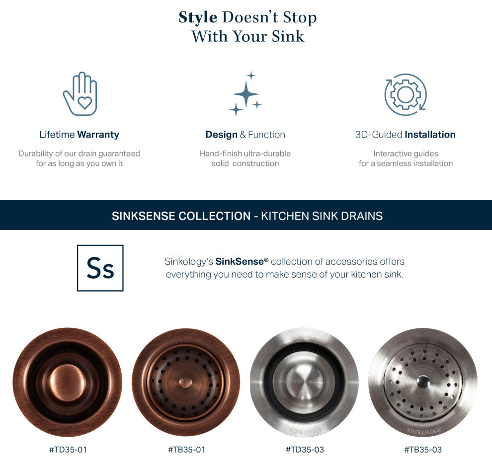 SinkSense Stainless Steel 3.5" Disposal Flange Drain With Stopper