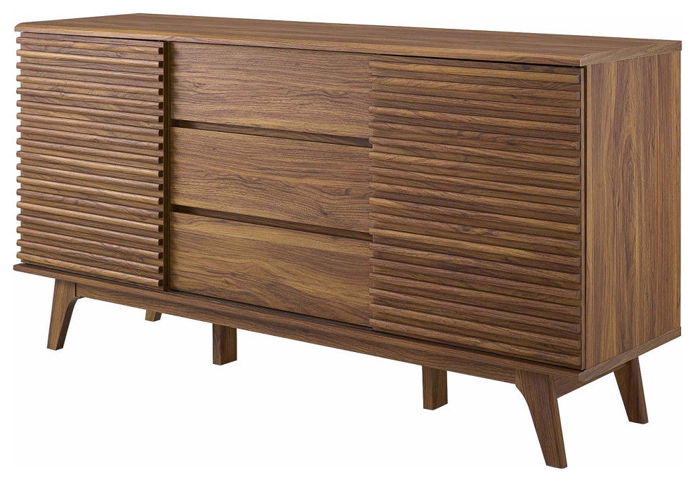 Lounge Lobby Media TV Stand Storage Buffet Sideboard, Wood, Natural Walnut
