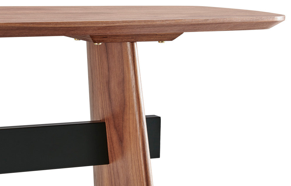 Folke Console Table, Walnut With Matte Black Cross Bar