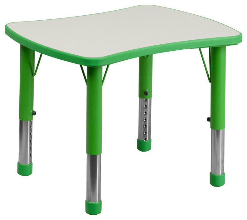 Green Plastic Height Adjustable Activity Table With Gray Top