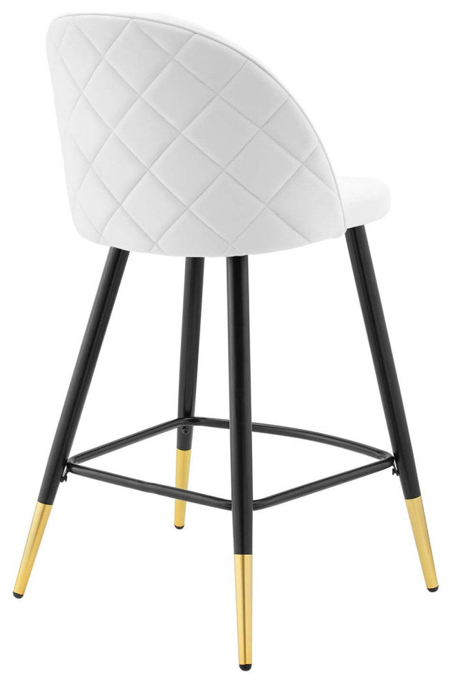Cordial Performance Velvet Counter Stools Set of 2 White