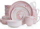 Stone Lain Brighton Porcelain 16 Piece Dinnerware Set, Pink