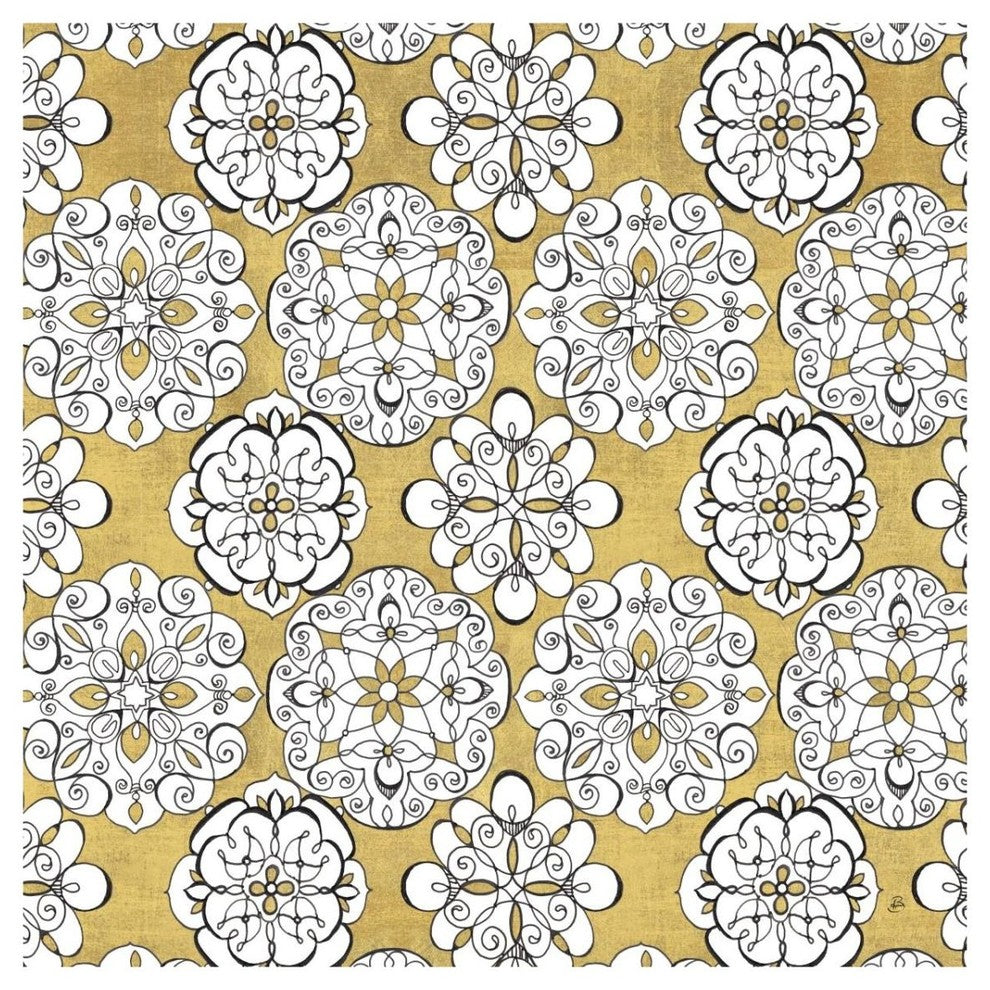 "Color my World Kolam Pattern Gold" Paper Print by Daphne Brissonnet, 32"x32"