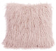 Mongolian Faux Fur Throw Pillow, 18"x18", 1 Piece, Blush