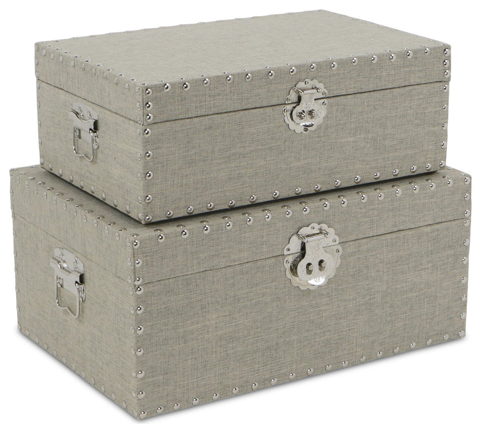 2-Piece Linen Box Set With Metal Studs