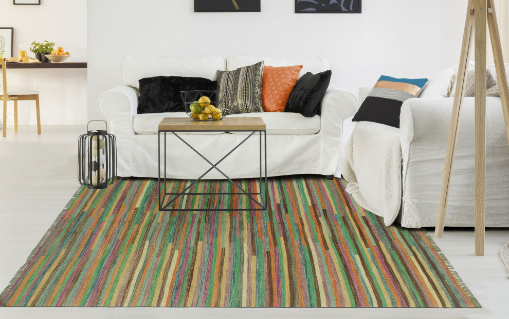 Winchester Kilim Anwaar Charcoal/Beige Rug, 4'10x6'6