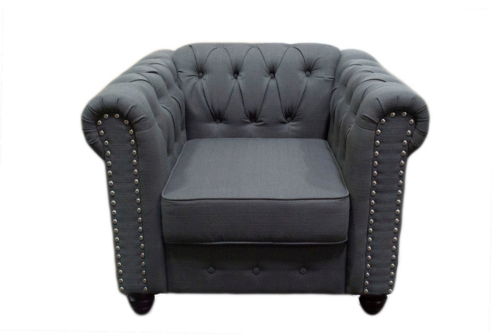 Venice Upholstered Living Arm Chair, Klein Charcoal