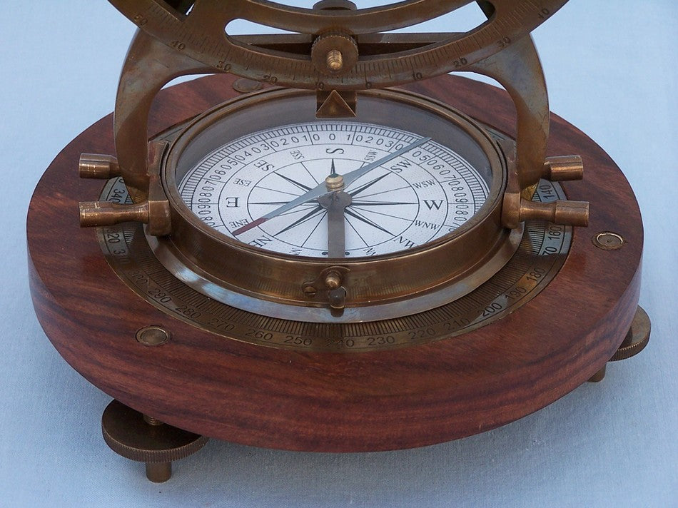 Alidade Compass, Antique Brass, 14''