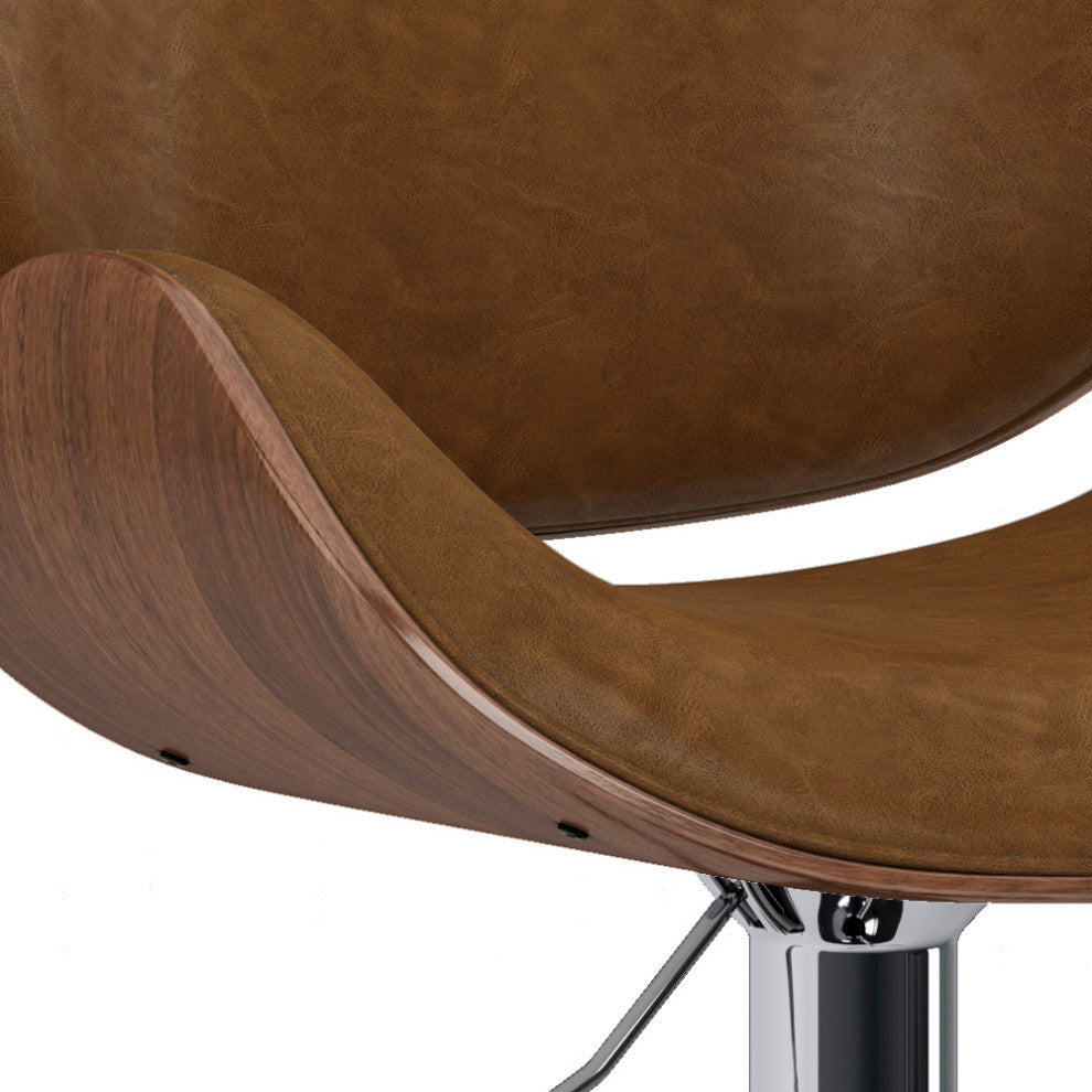 Marana Bentwood Adjustable Swivel Bar Stool, Deep Tan