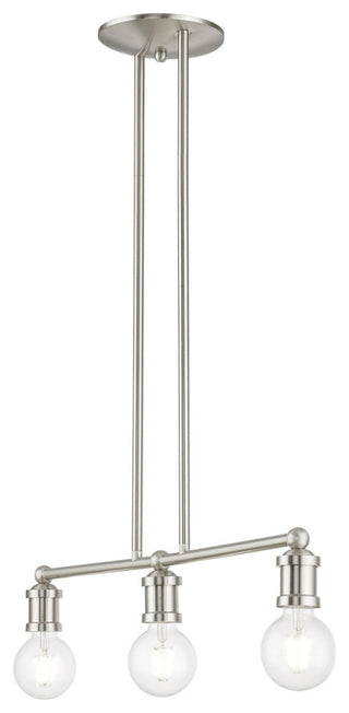 Livex Lighting 47163-91 3 Light Brushed Nickel Linear Chandelier