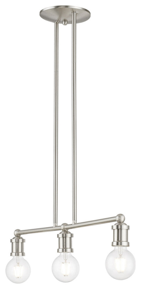 Livex Lighting 47163-91 3 Light Brushed Nickel Linear Chandelier