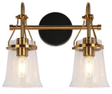 LNC Polished Gold Modern Seeded-Glass Wall Sconce, 2 Lights