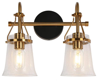 LNC Polished Gold Modern Seeded-Glass Wall Sconce, 2 Lights