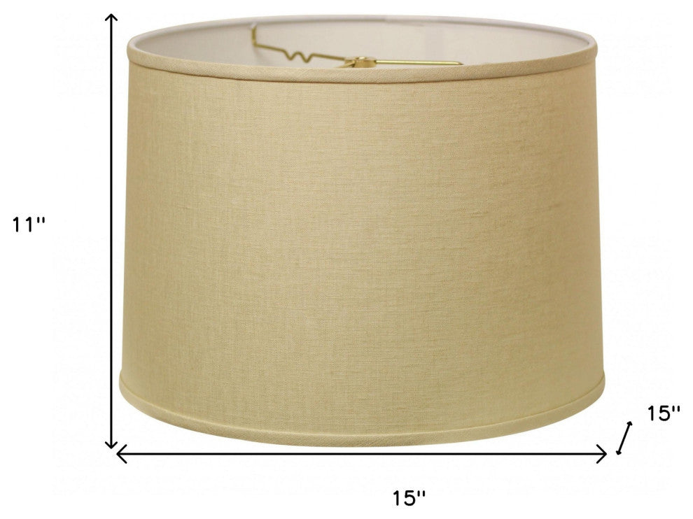 15" Parchment Biege Throwback Drum Linen Lampshade