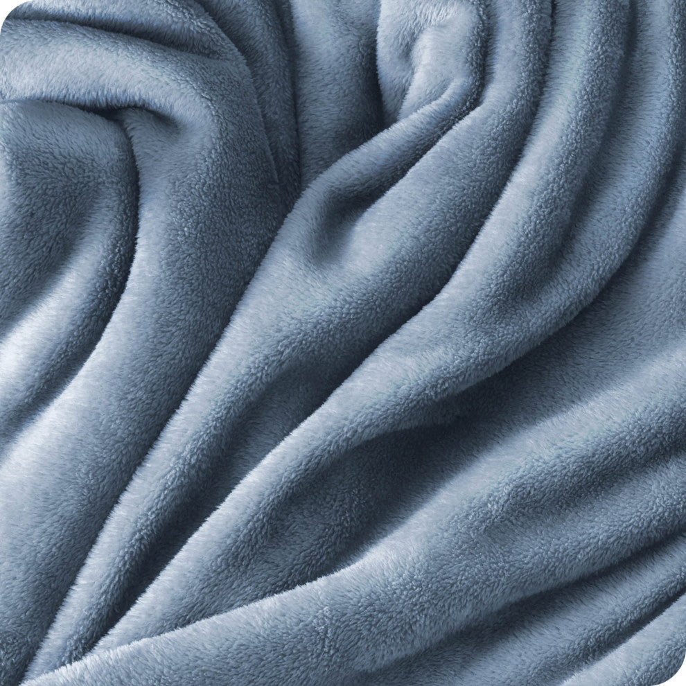 Bare Home Microplush Fleece Blanket, Coronet Blue, Throw/Travel